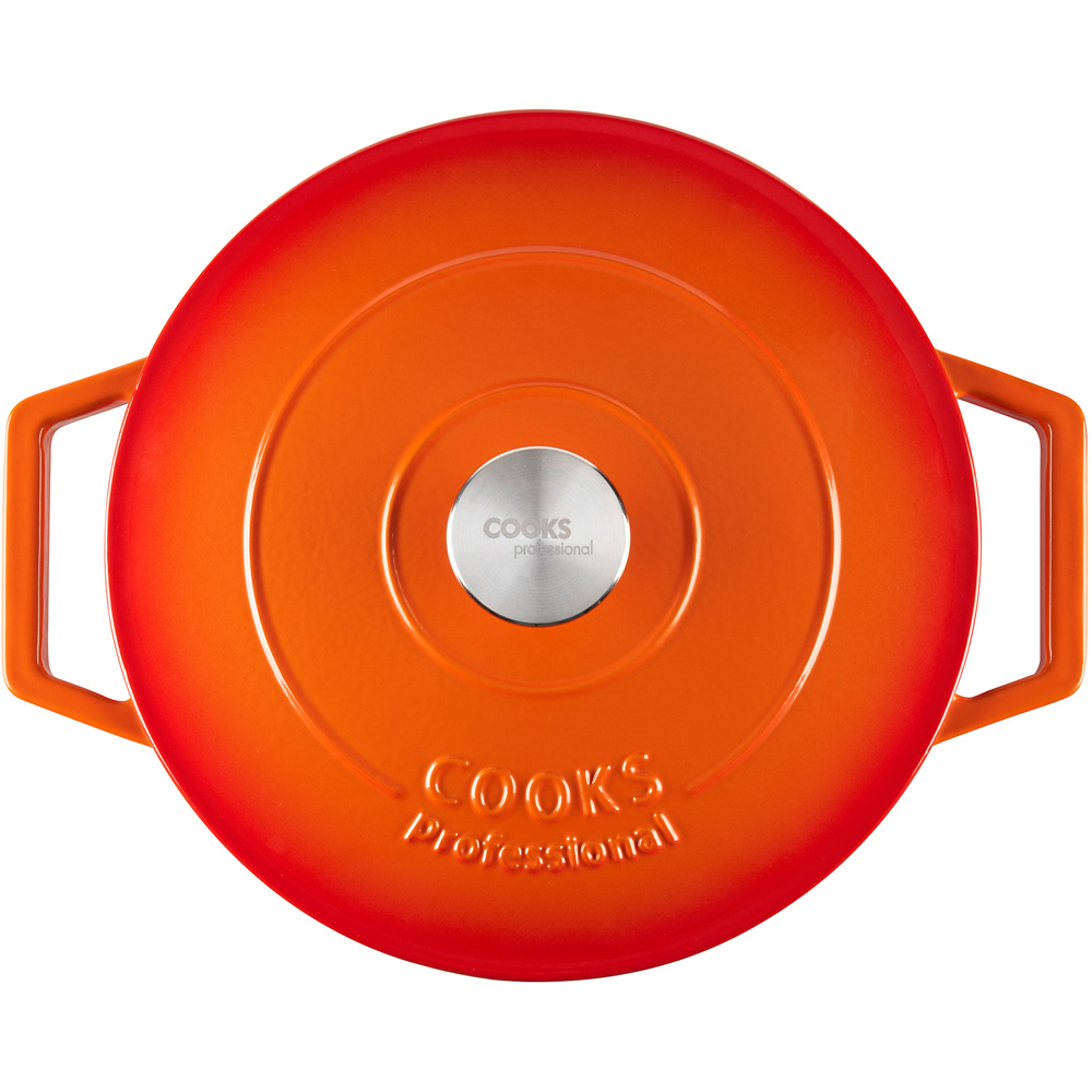 Cooks Professional 26cm Orange Cast Iron Casserole Dish with Lid Image 5
