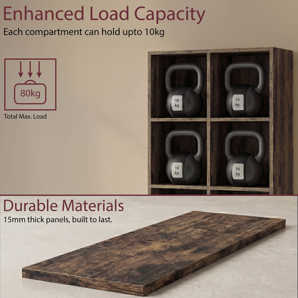 VIDA DESIGNS 8 Shelf Dark Wood Cube Storage Unit Image 7
