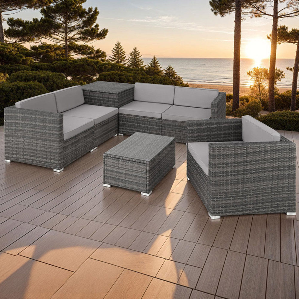 tectake Pisa 5 Seater Grey Garden Sofa Set Image 1