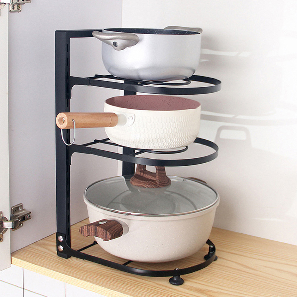 Living and Home 3 Tier Adjustable Kitchen Pot Pan Organiser Rack Image 2
