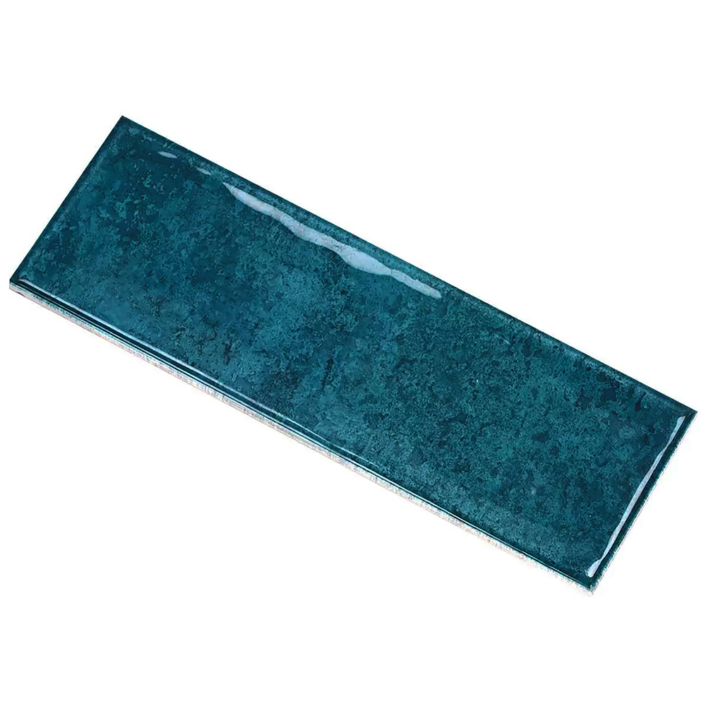 Top Ceramics Metro Blue Gloss Flat Bumpy Ceramic Wall Tile 100 x 300mm 0.84sqm Image 2