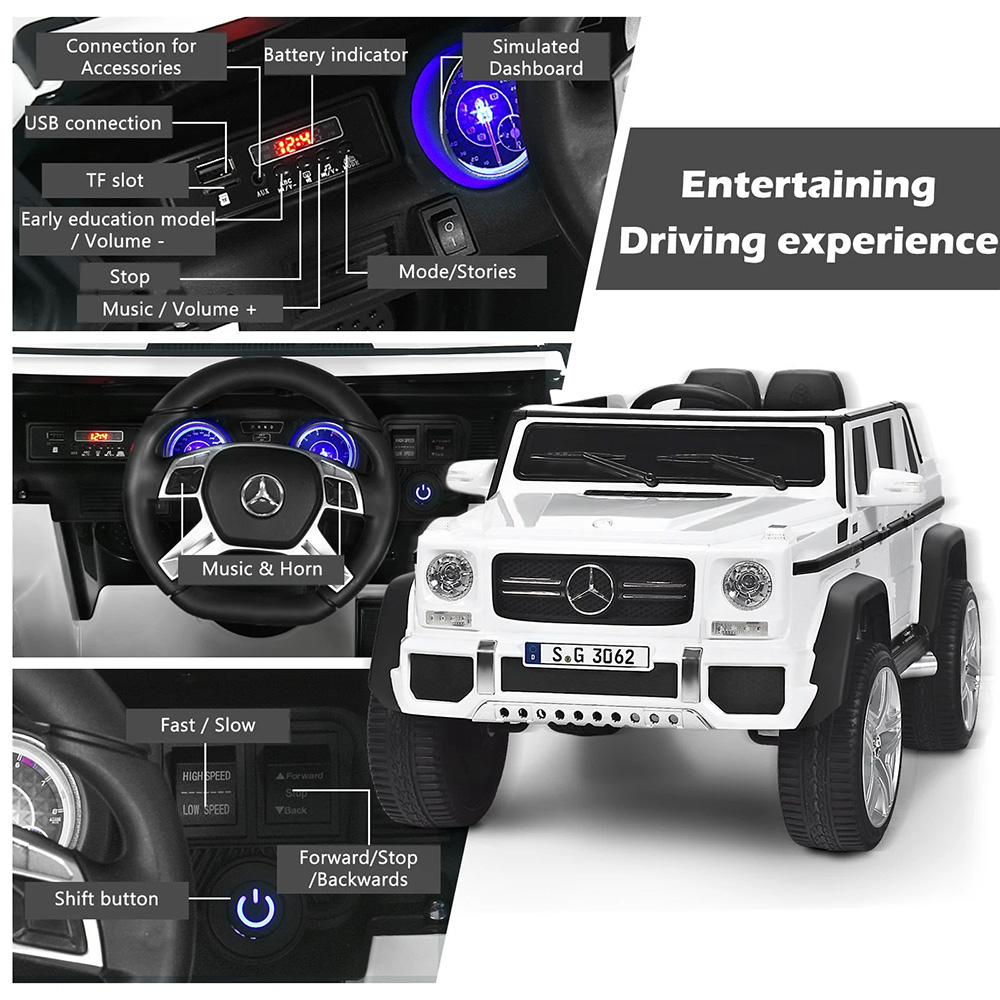 Costway White Electric 2 Motors Kids Ride On Car with Remote Control Image 7