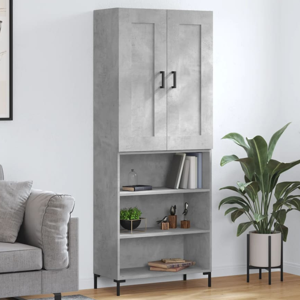 vidaXL 2 Door 3 Shelf Concrete Grey Highboard Image 1