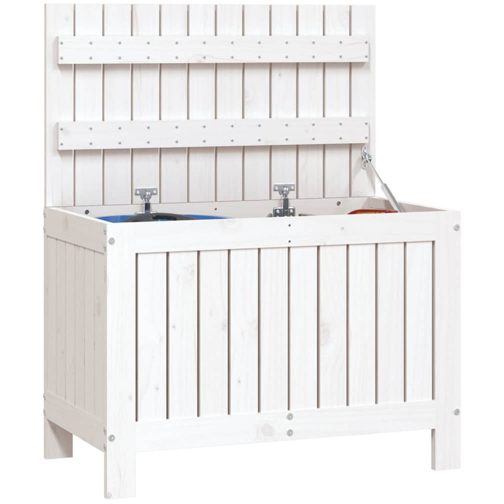 vidaXL 54 x 76 x 42.5cm White Pine Wood Garden Storage Box Image 3
