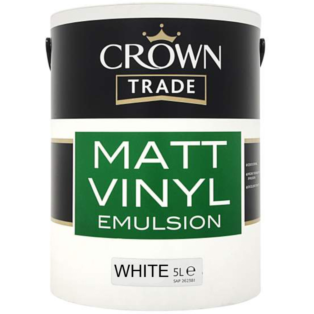 Crown Trade White Vinyl Matt Emulsion Paint 5L Image 2