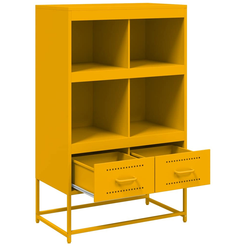 vidaXL 2 Drawer 4 Open Shelf Mustard Yellow Steel Highboard Image 8