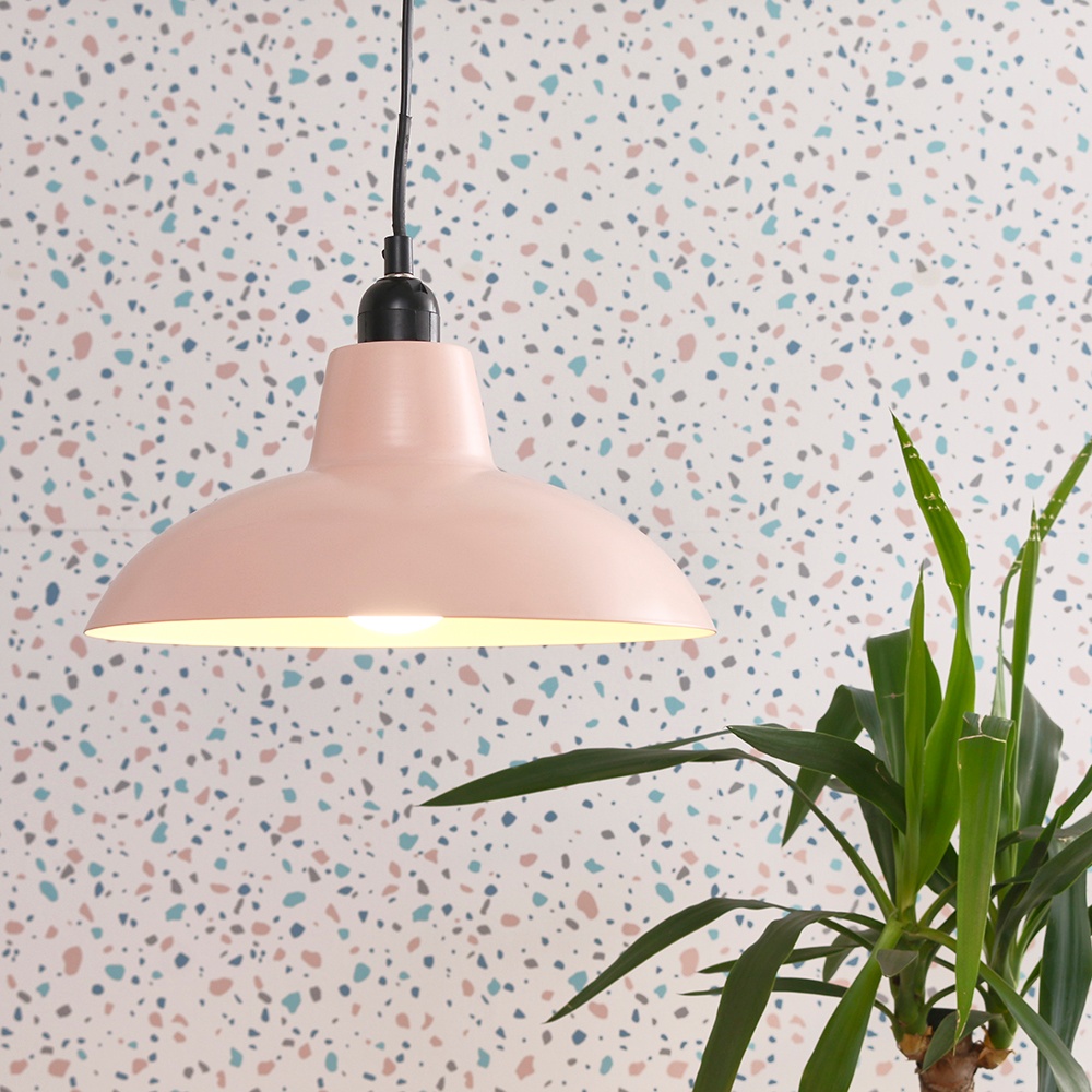 ValueLights Civic Dusky Pink Retro Pendant Light Shade Image 2