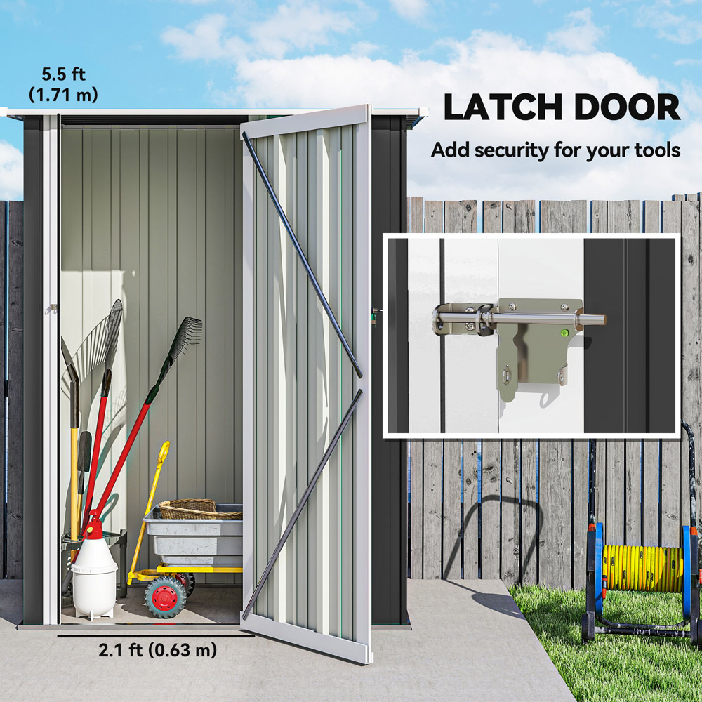 Outsunny 4.6 x 3ft Grey Metal Pent Garden Shed Image 6