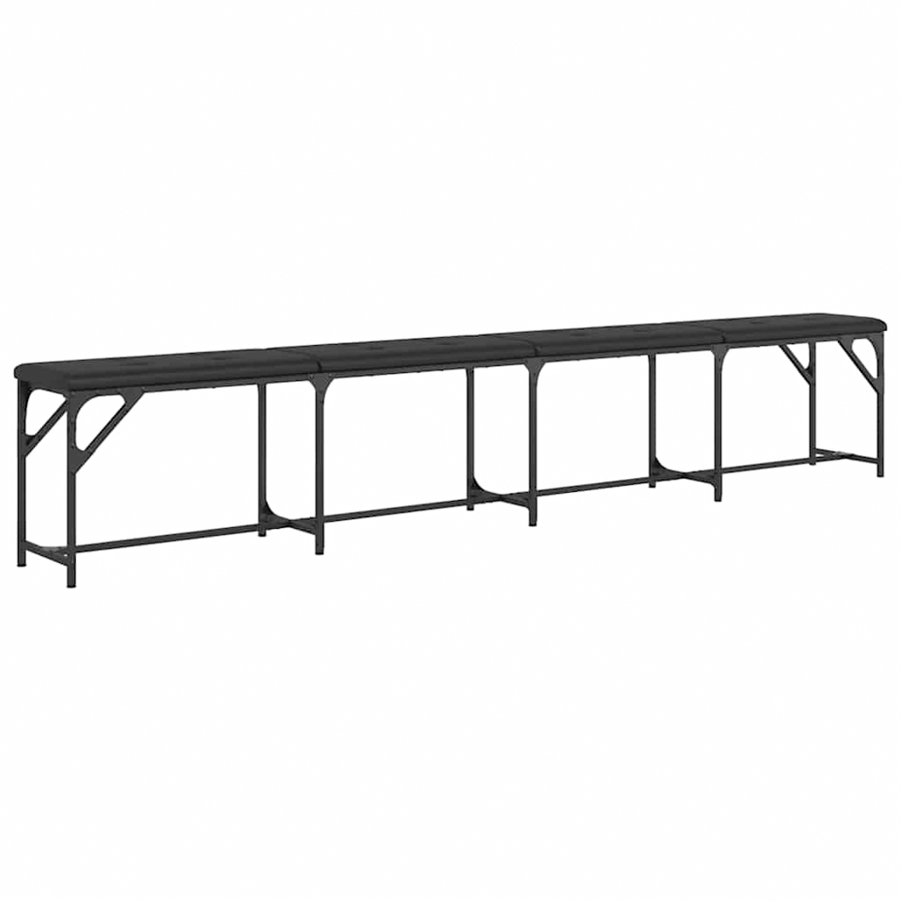 vidaXL 4 Seater Black Steel and Fabric Dining Bench Image 4