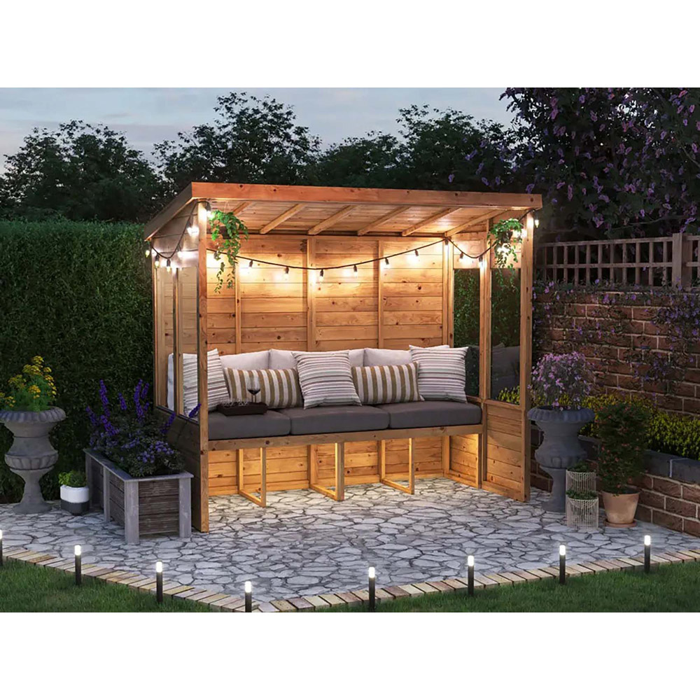 Dunster House Apocallipo 3 Seater 8 x 4ft Brown Pent Garden Arbour with Glazed Panels Image 4