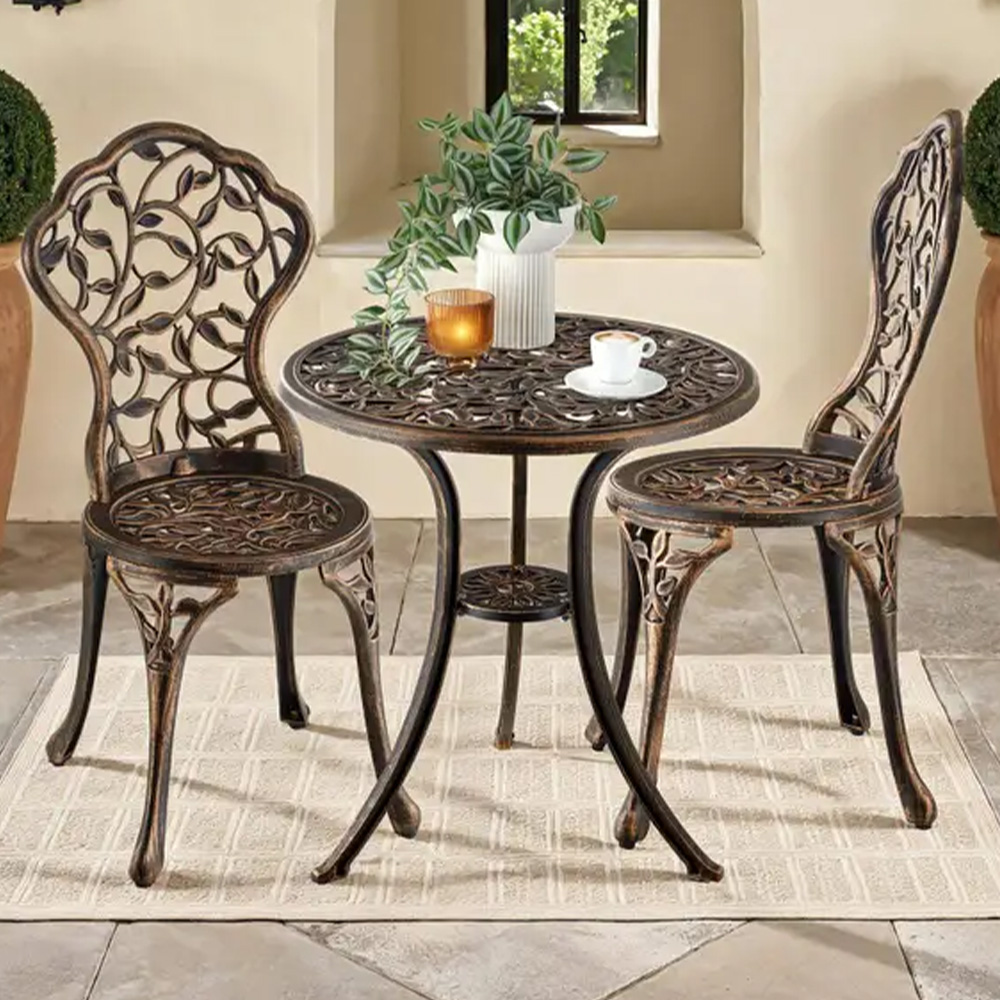 tectake 2 Seater Vintage Bronze Look Garden Furniture Set Image 1
