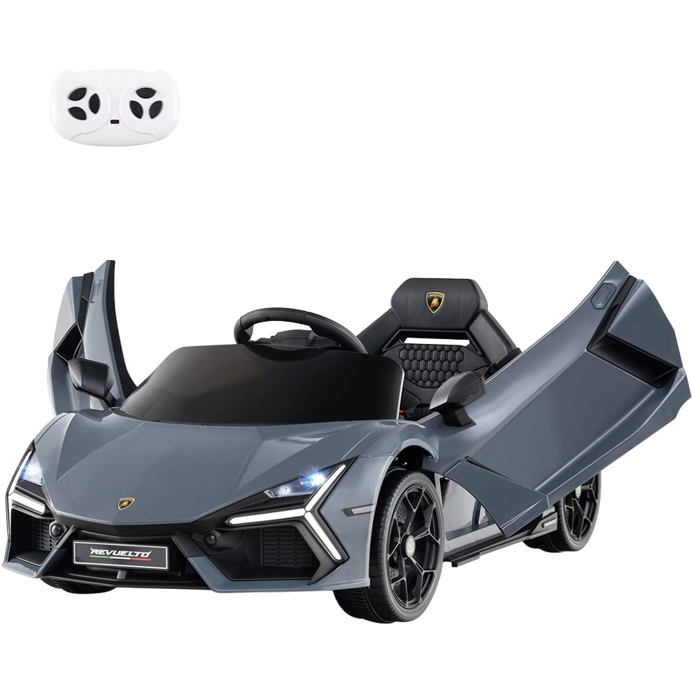 Costway Kids Grey Licensed Lamborghini Revuelto Ride On Car with Hydraulic Doors 12V Image 1