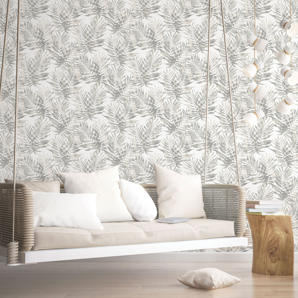 Galerie Organic Textures Leaf Grey Wallpaper Image 2