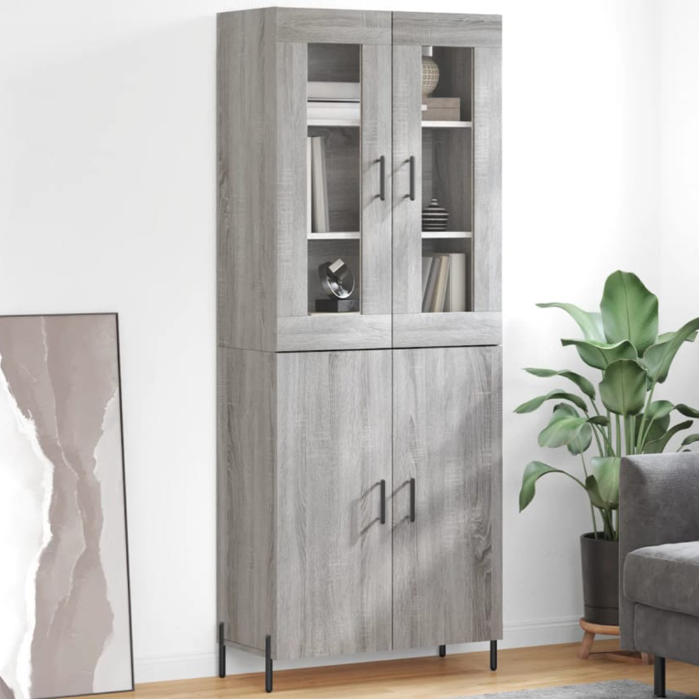 vidaXL 4 Door Grey Sonoma Highboard Image 1