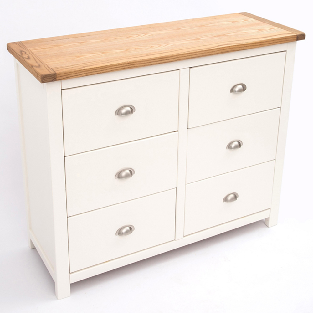 Cabinet Bits Lovere 6 Drawer White Chrome Cup Handle Chest of Drawers Image 4
