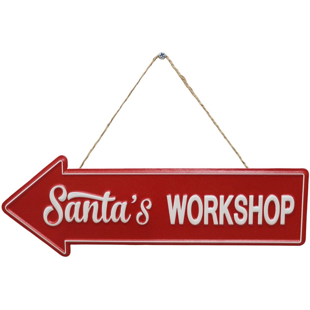 Vintage Santas Workshop Sign Red Image