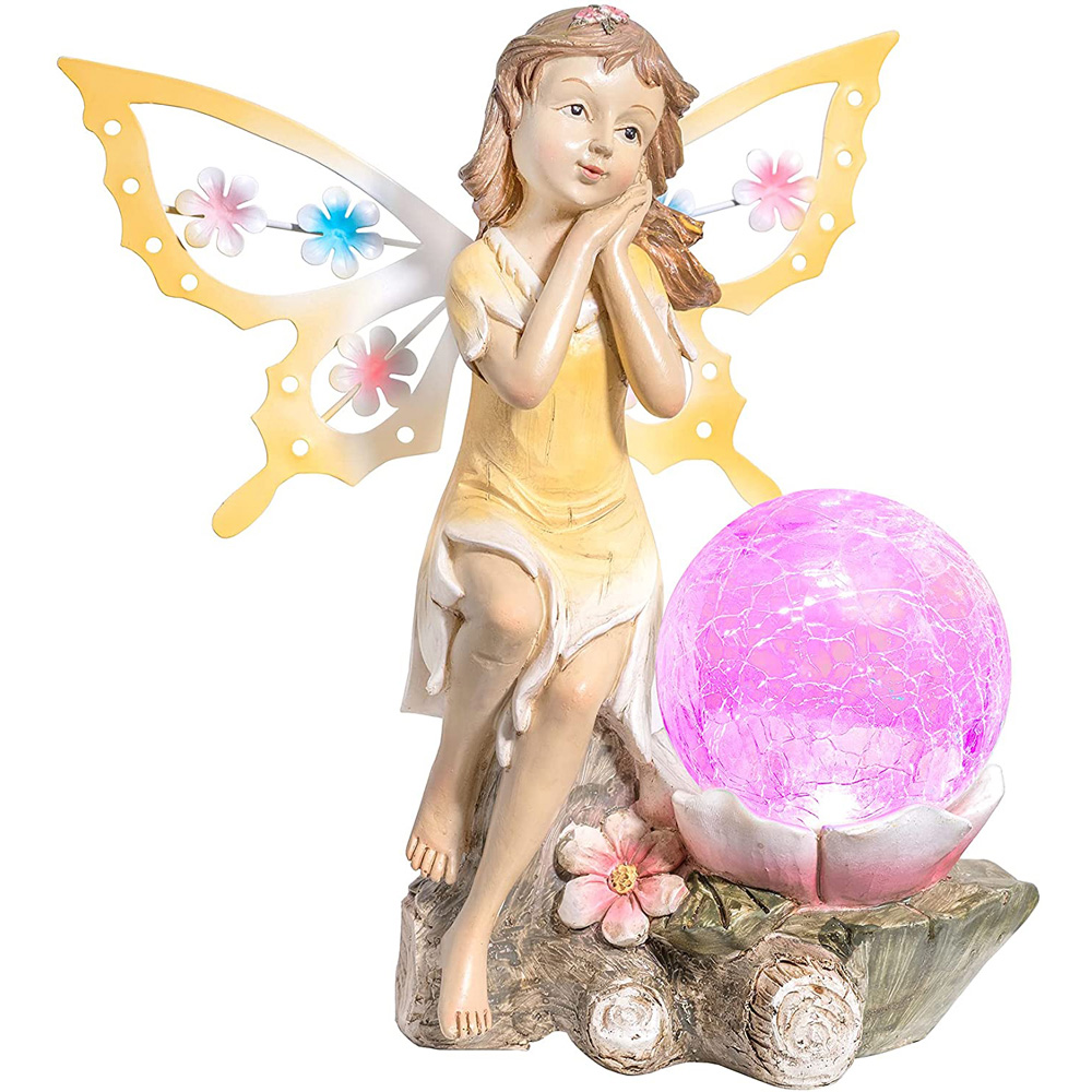 wilko Solar Fairy Garden Statue with Cracked Glass Globe Image 4
