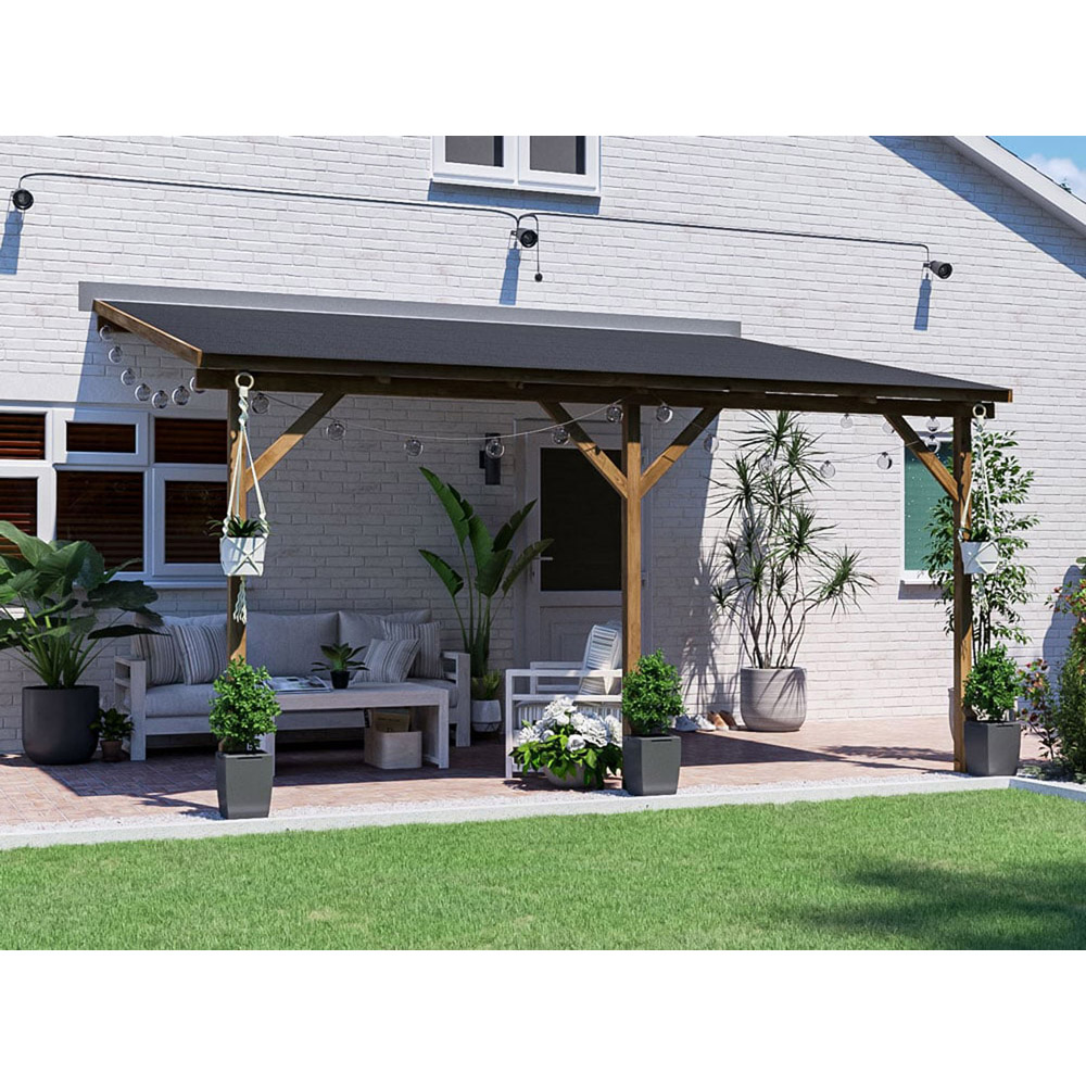 Dunster House Utopia 4 x 3m Brown Wall Mounted Superfelt Lean To Gazebo Image 5