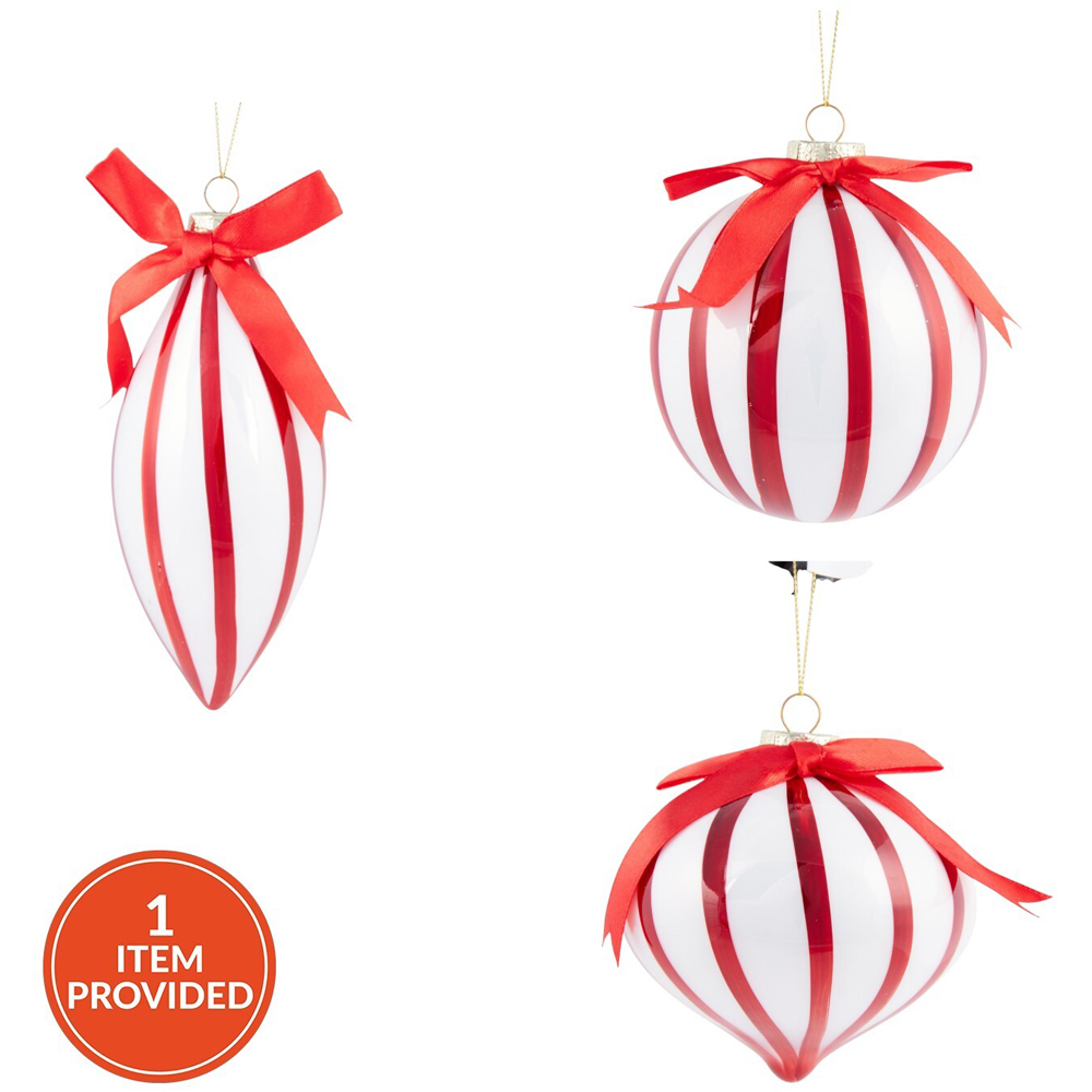 Candy Cane Bauble with Bow Image 1
