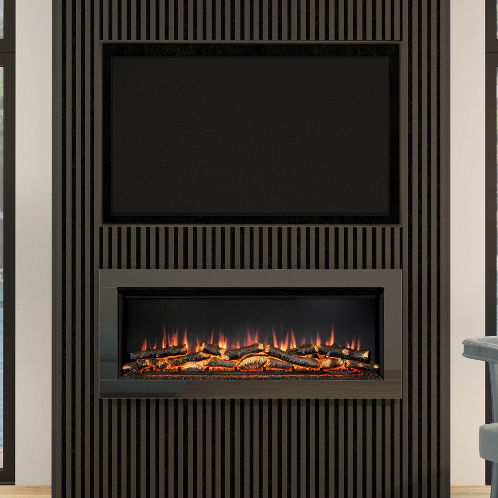 Be Modern Avella Grande Timber Wall Mounted Electric Inset Fireplace 45 inch Image 2