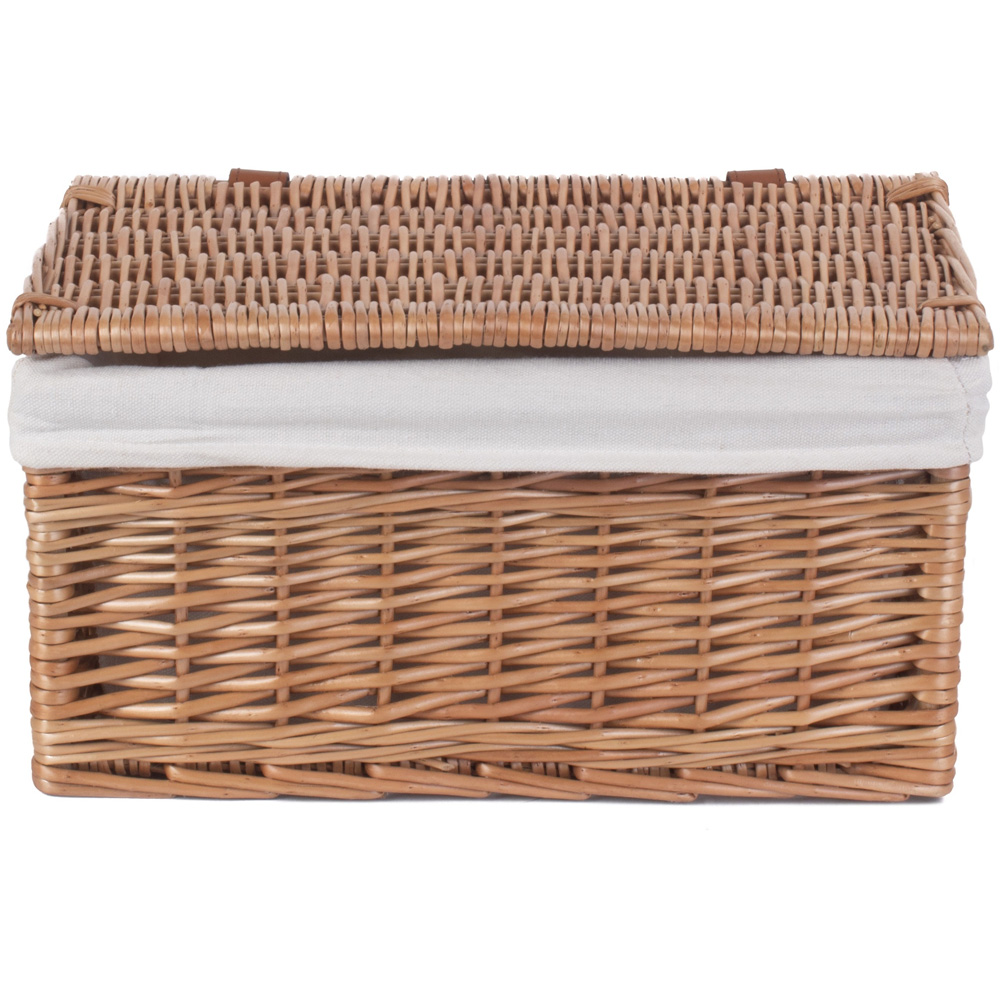 Red Hamper Small Light Steamed Cotton Lined Wicker Storage Basket Image 3