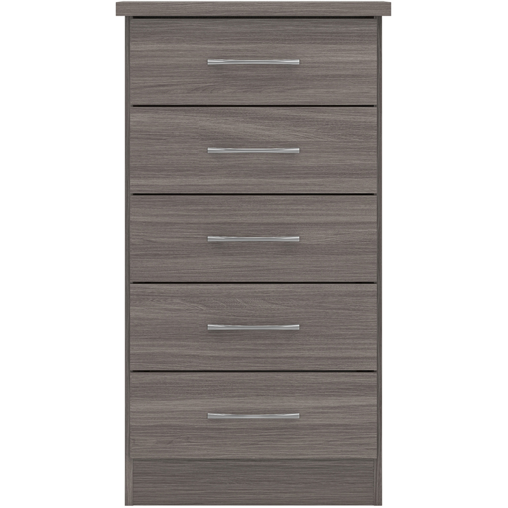 Seconique Nevada 5 Drawer Black Wood Grain Narrow Chest of Drawers Image 3