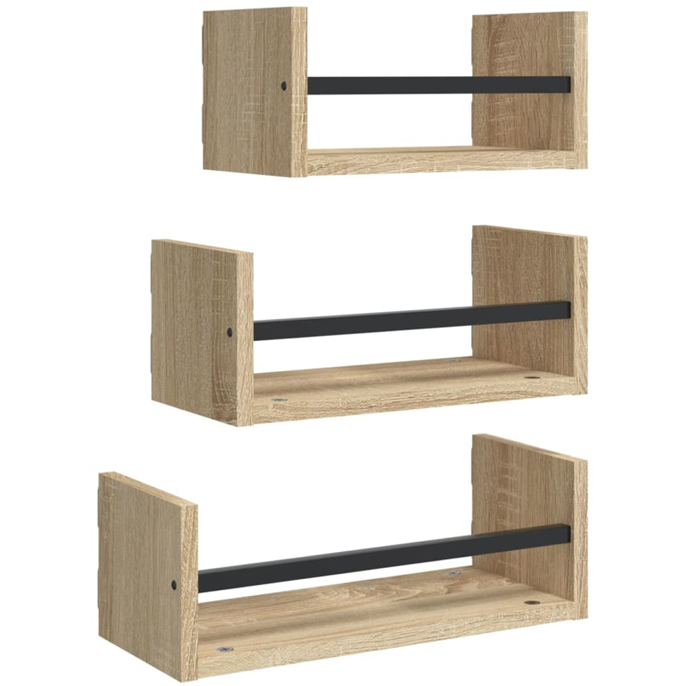 vidaXL Sonoma Oak Wall Shelf Set of 3 Image 1