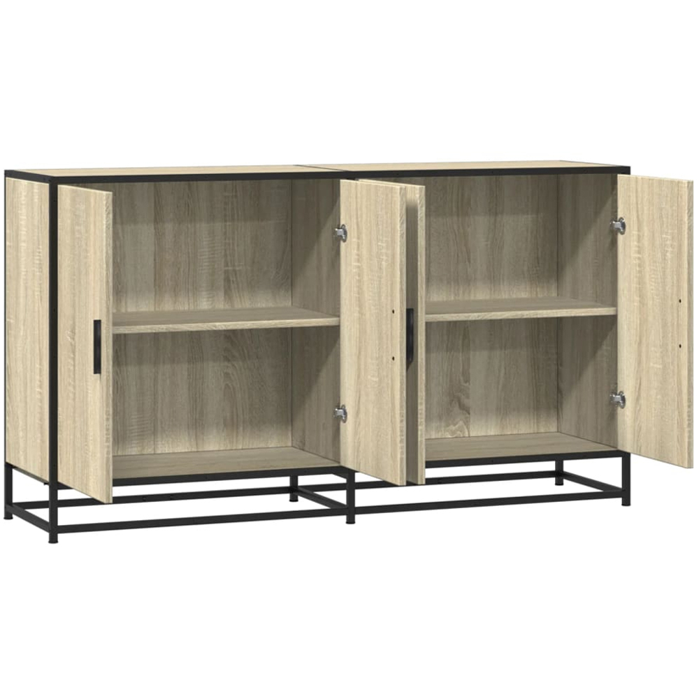 vidaXL 4 Door Sonoma Oak Wood and Metal Industrial Style Sideboard Image 6