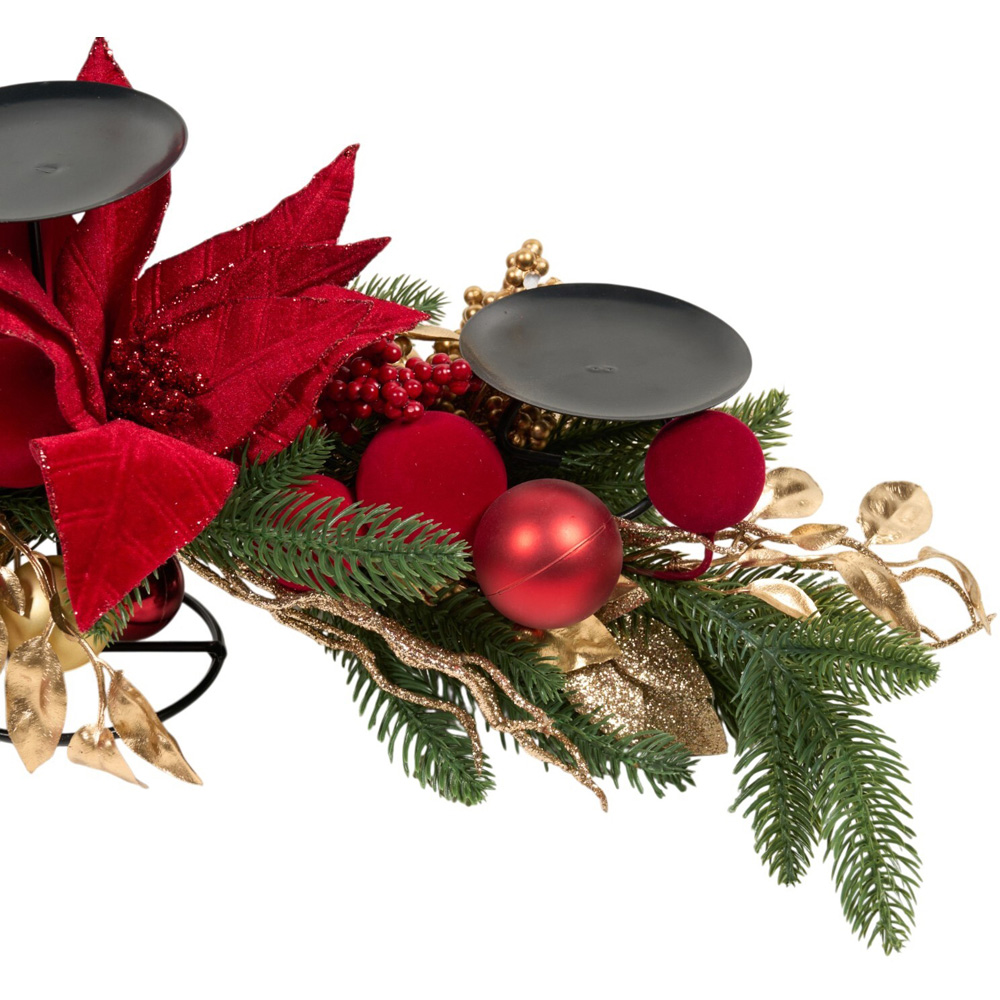 Noel Ribbon Poinsettia Candle Holder Image 3
