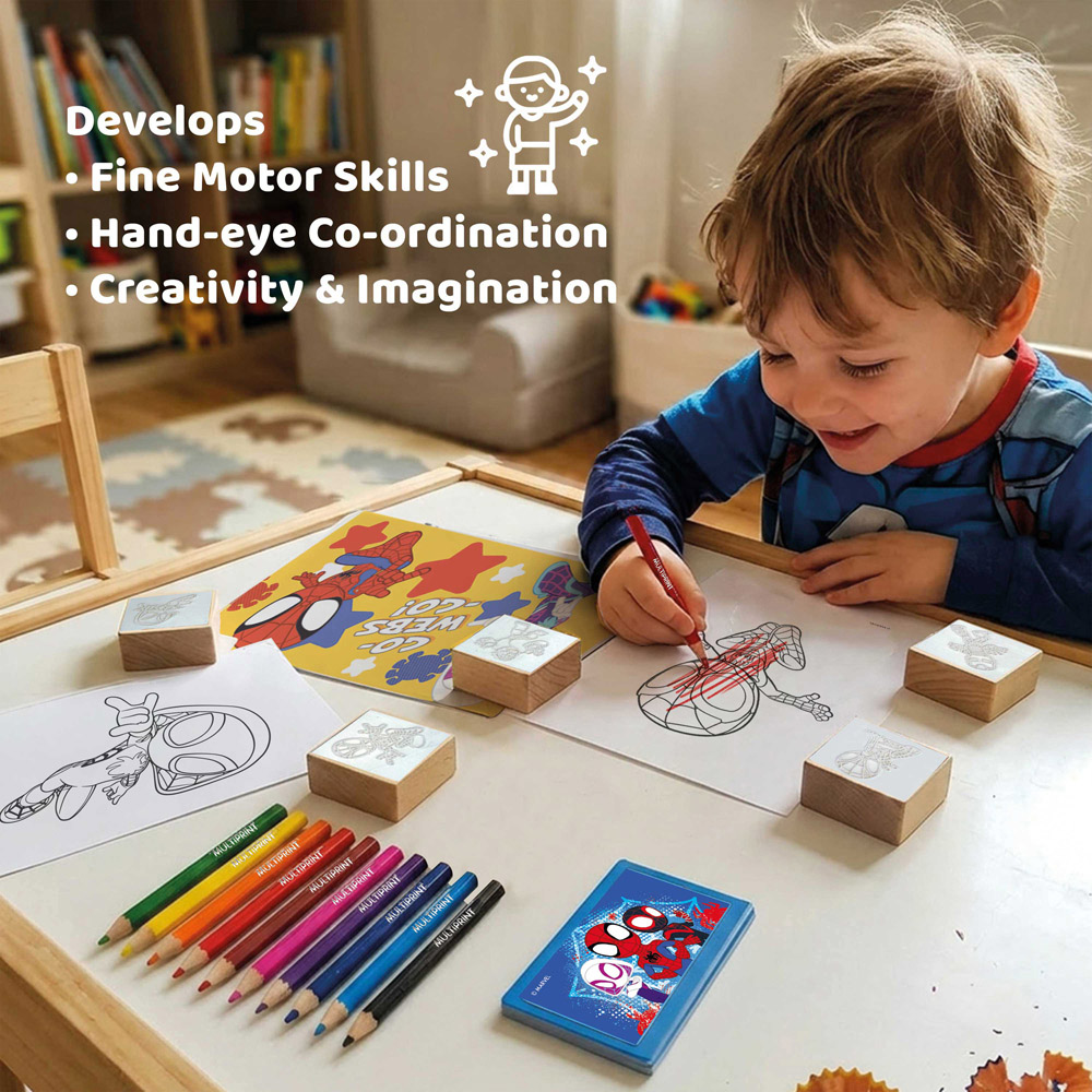 Multiprint Disney Junior Marvel Spidey and Friends Kids Travel Colouring and Stamp Set Image 6