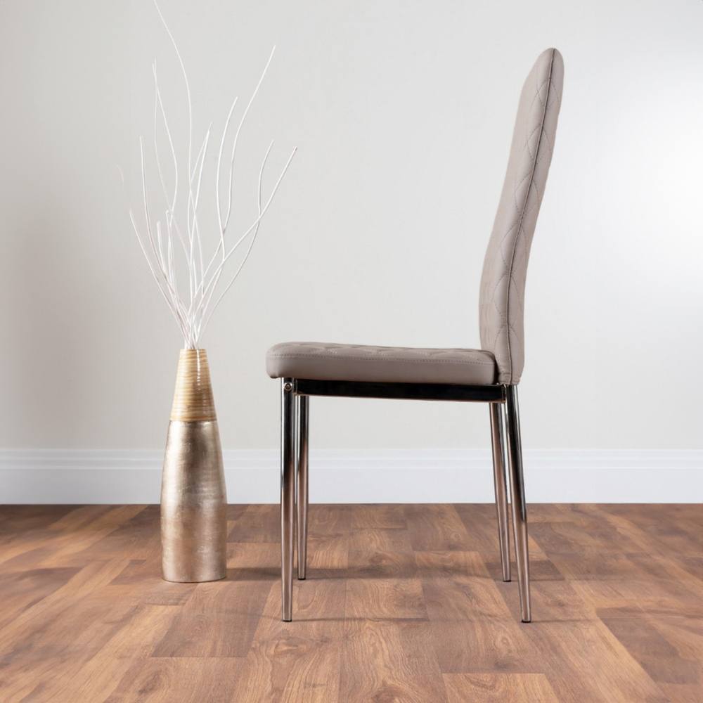 Furniturebox Arona Valera 6 Seater Round Dining Set Cappuccino and Chrome Image 3