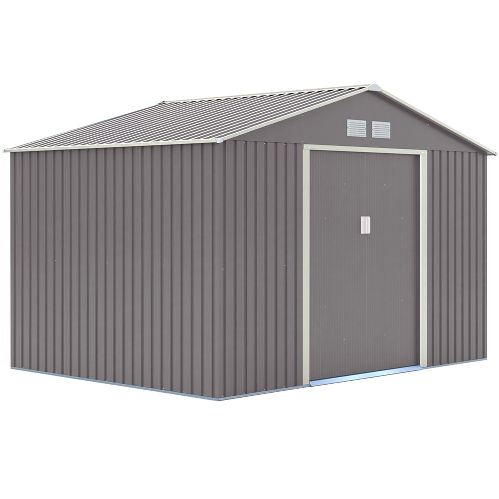 Rowlinson Trentvale Metal Apex Shed Light Grey with Foundation Kit 10 x 8ft Image 1