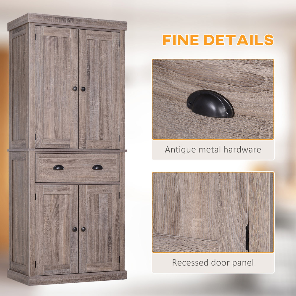 Portland 4 Door Single Drawer Dark Wood Grain Kitchen Cabinet Image 6