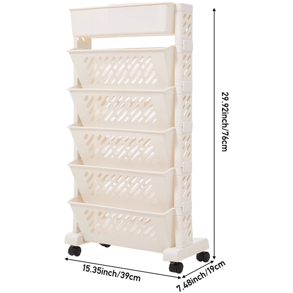Living and Home Beige Rolling Storage Cart with Castors Image 8