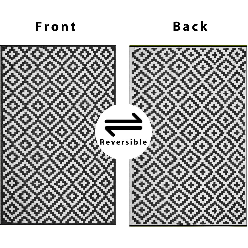 Green Decore Bliss Camping and Picnic Black and White Rug 270 x 360cm 2 Pack Image 4