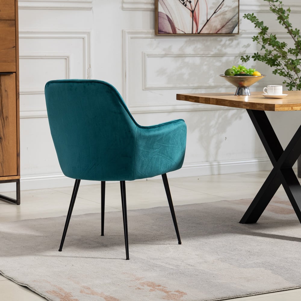Artemis Home Carrara Set of 2 Teal Velvet Dining Chair Image 5