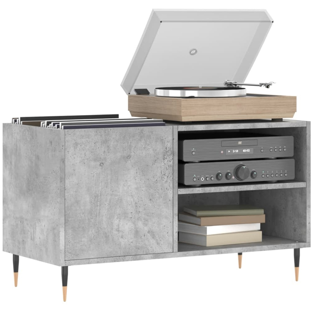 vidaXL 2 Shelf Concrete Grey Record Cabinet Image 3