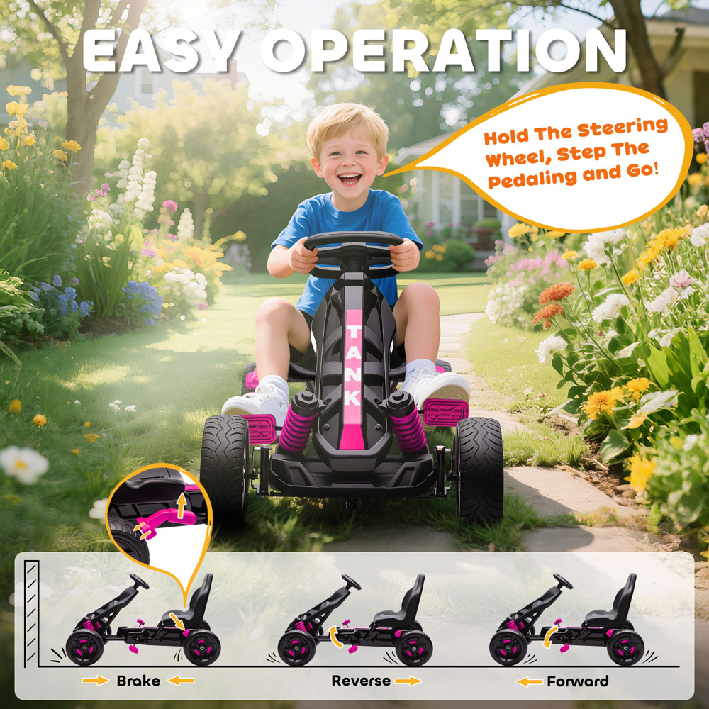 Tommy Toys Kids Pedal Go Kart with Automatic Clutch Pink Image 5