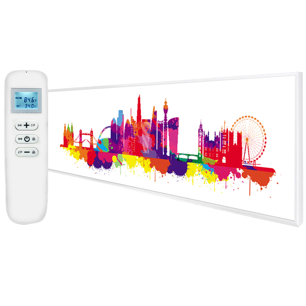 Mirrorstone Nexus London Skyline Splash Ultraslim Wi-Fi Infrared Heating Panel 350W 295 x 1195mm Image 1