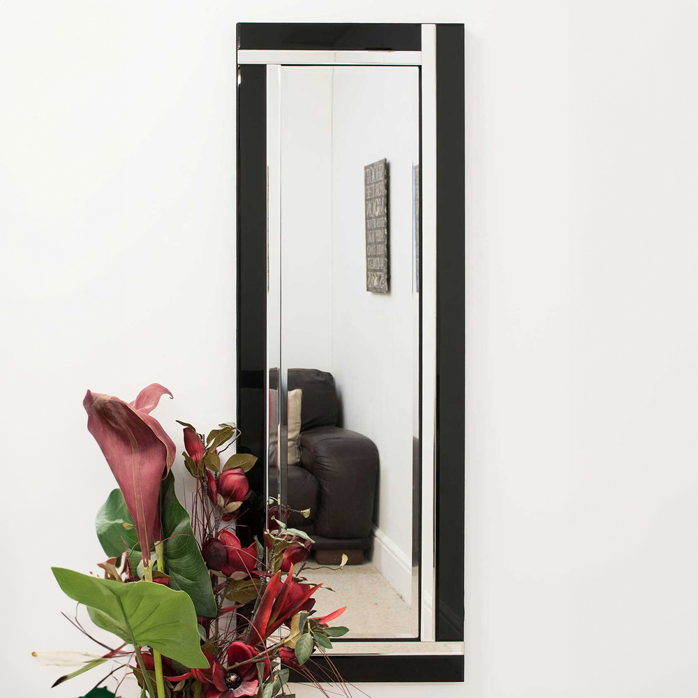 MirrorOutlet Aston Black Wall Mirror 120 x 40cm Image 2