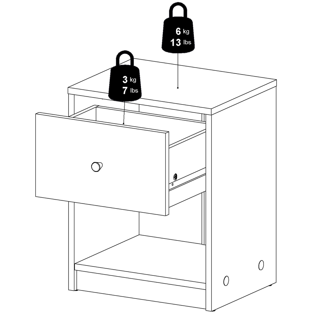 Furniture To Go May Single Drawer Single Shelf Black Bedside Table Image 8