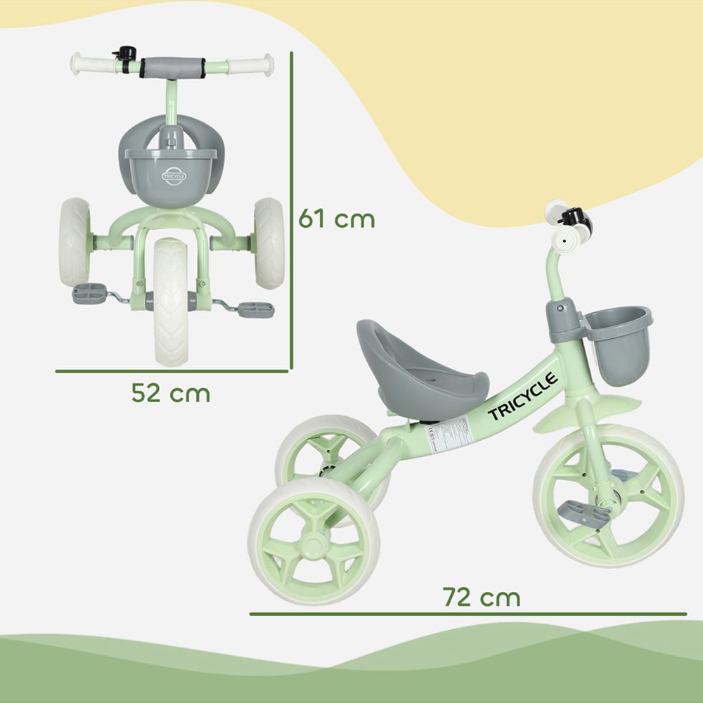 Tommy Toys Kids Green Tricycle with Front Basket Image 9