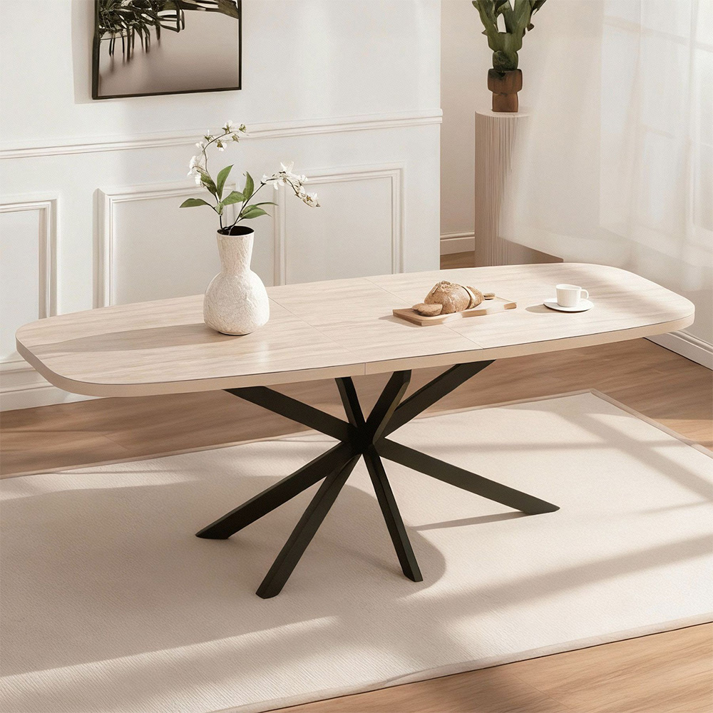 Home Source Axal 6 Seater 180-220cm Extendable Oval Dining Table Oak Effect Image 1