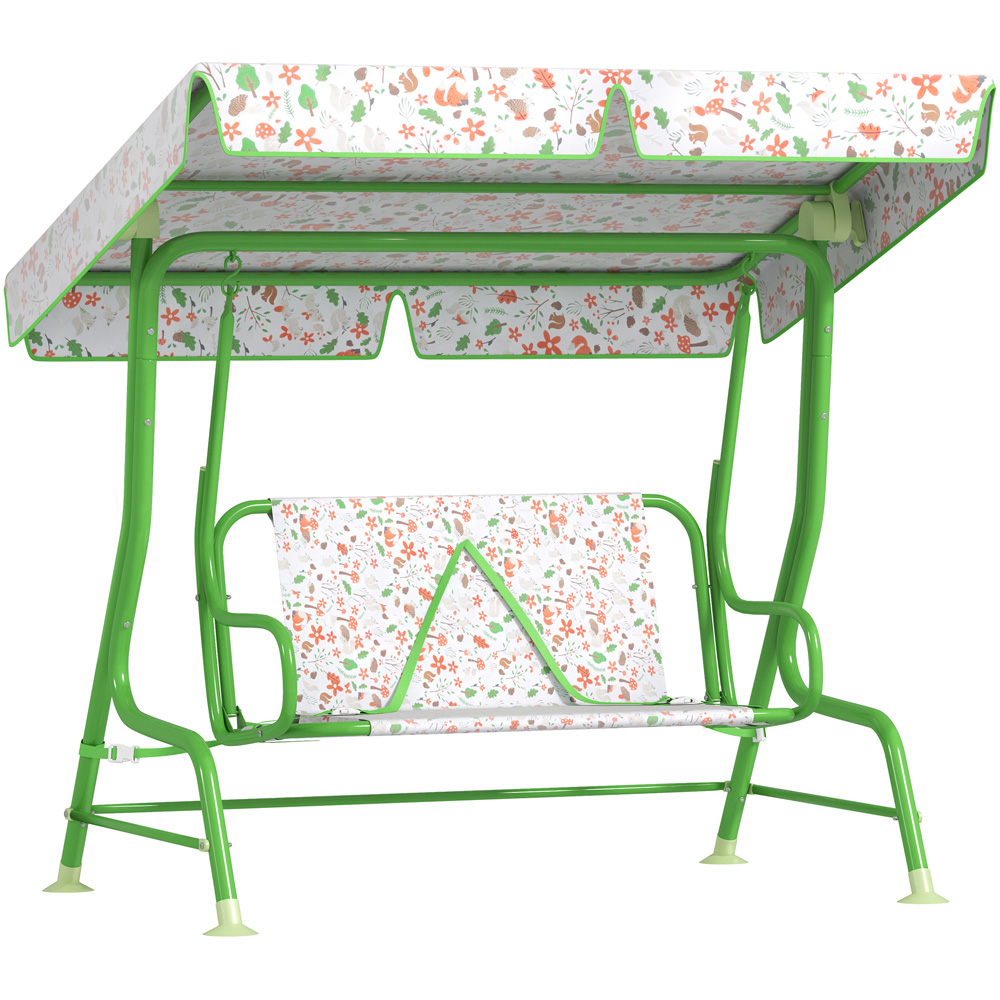 AIYAPLAY 2 Seater Kids Green Garden Swing Chair with Adjustable Canopy Image 2