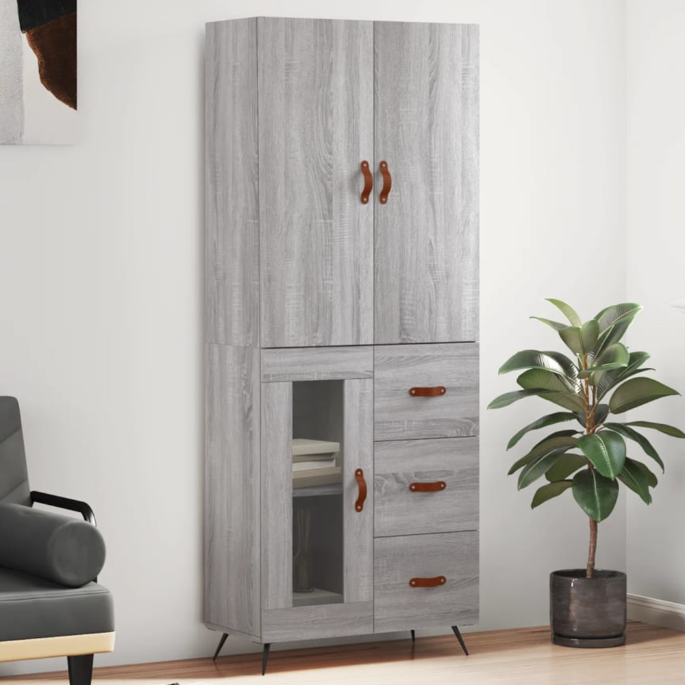 vidaXL 3 Door 3 Drawer Grey Sonoma Highboard Image 1