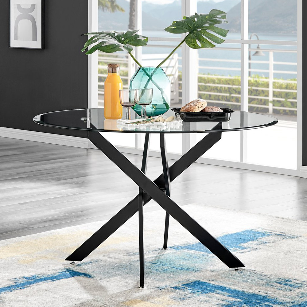 Furniturebox Arona Harley 6 Seater Round Dining Set Cream and Black Image 2