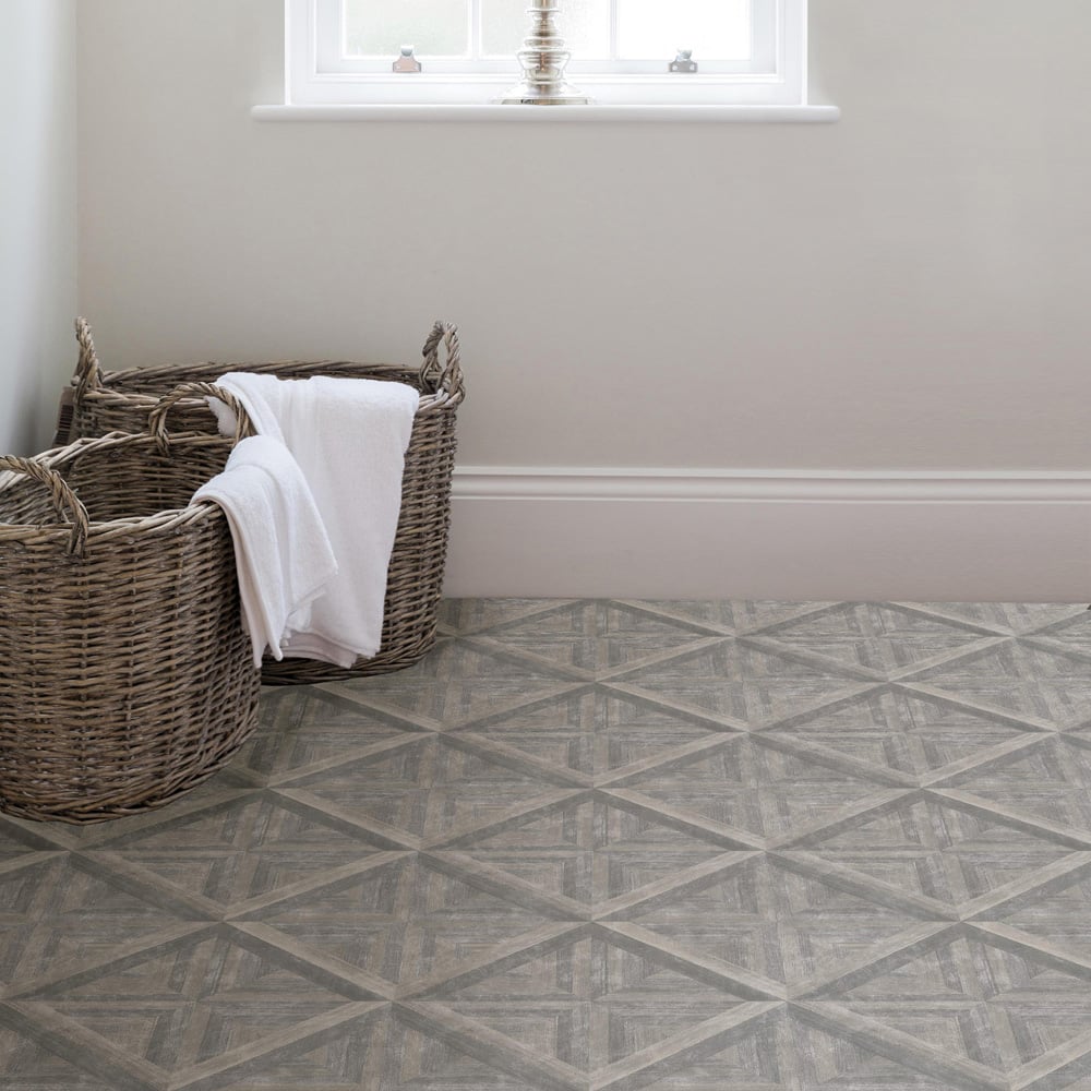 Floorpops Townhouse Grey and Taupe Peel and Stick Floor Tile 30.48 x 30.48cm 10 Pack Image 1