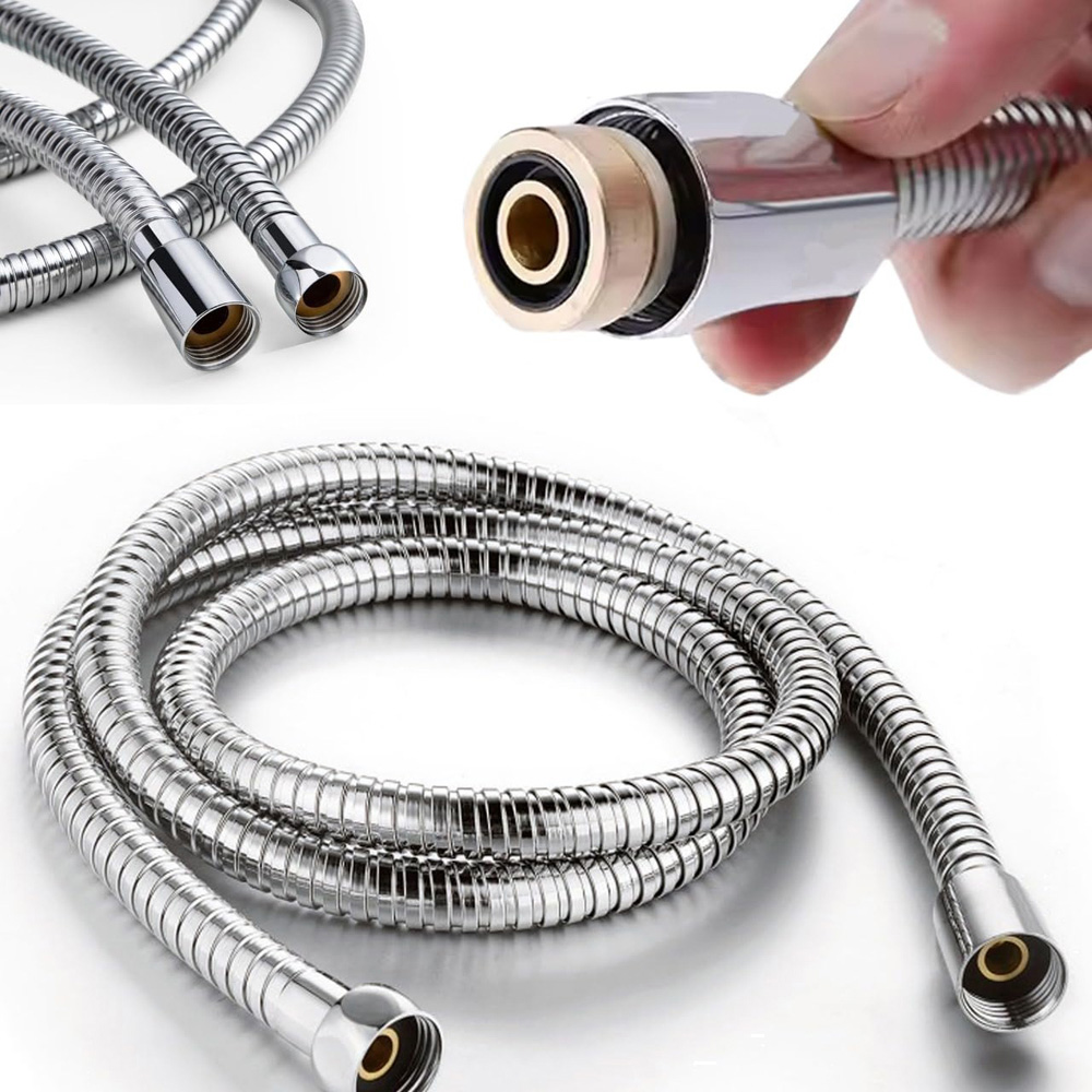 ATEK Stainless Steel Chrome Flexible Replacement Shower Hose with Washer 1.5m Image 2