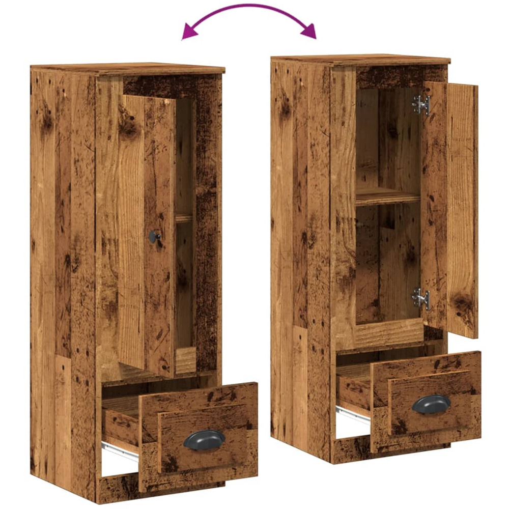 vidaXL Single Door Single Drawer Old Wood Highboard Image 7