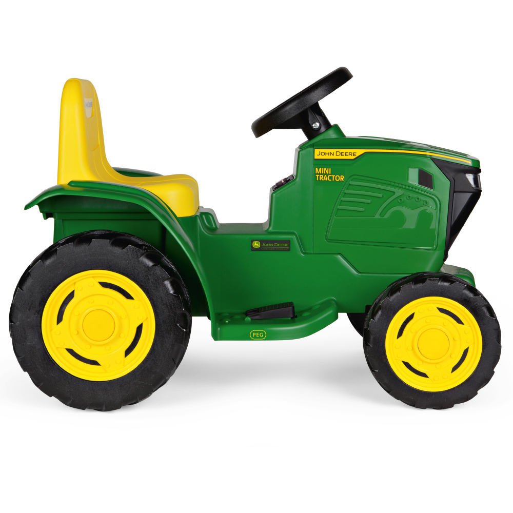 PEG John Deere Kids Electric Ride-On Mini Tractor with LED Lights Green and Yellow 6V Image 4